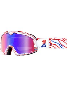 Gafas de motocross 100 % Barstow Death Spray Customs Racing con cristal espejo Rojo/Azul Lens 50002-298-02